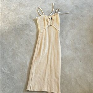 Cream Knit Sleeveless Dress
